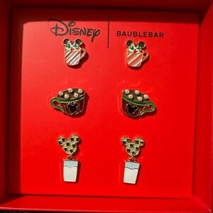 NIB! Disney x Baublebar Christmas Mickey Hot Chocolate/Milk & Cookie Earrings